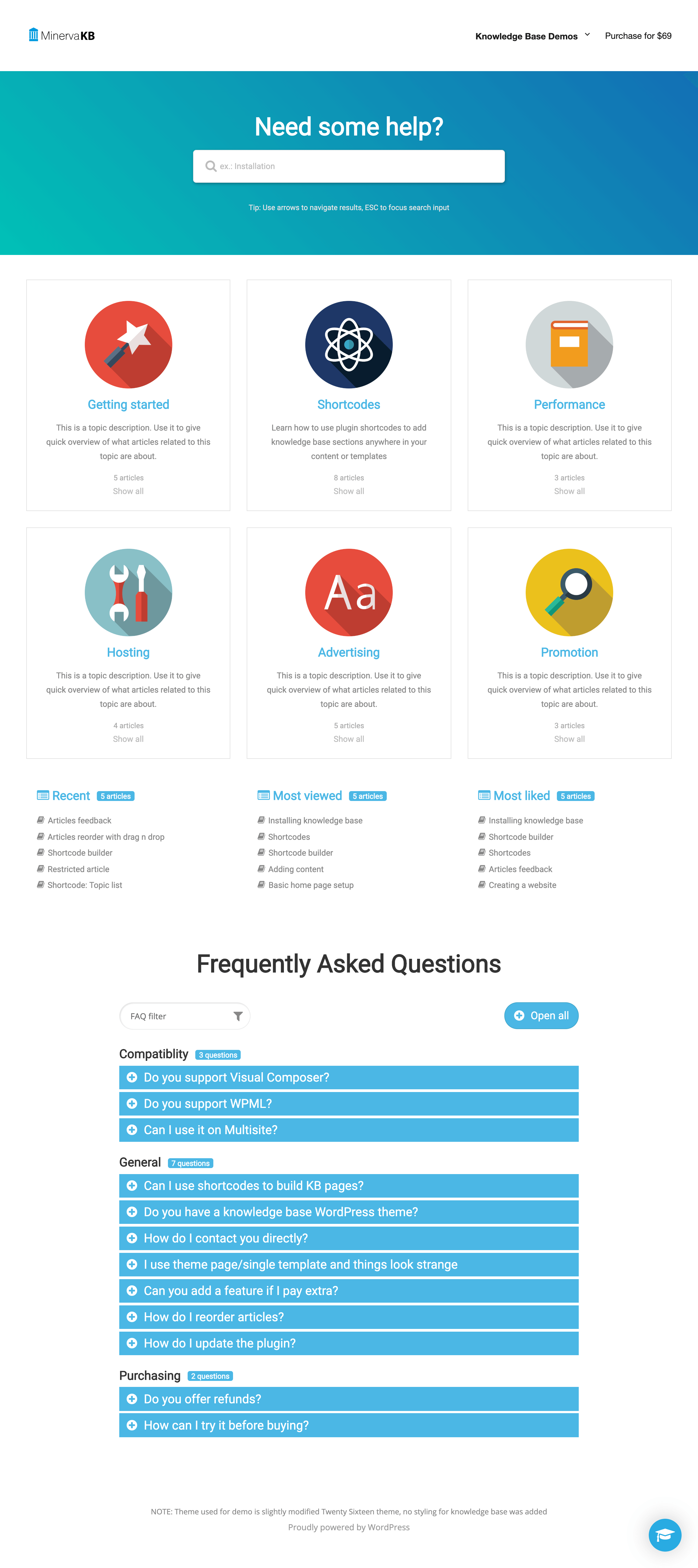 Modern Knowledge Base design with FAQ