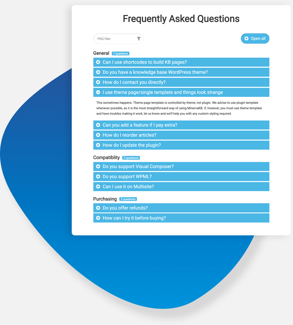 MinervaKB comes bundled with powerful FAQ module